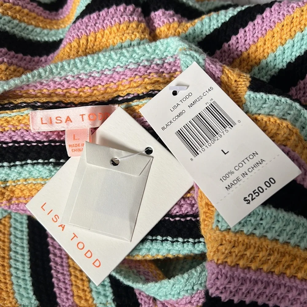 Lisa Todd textured cardigan in multi stripes